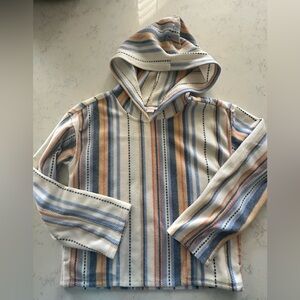 O’NEILL Kid’s sweatshirt size Small S striped ivory blue hoodie
